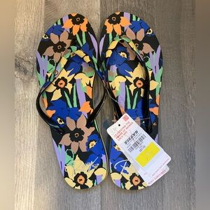 NWT Roxy Portofino III floral flip flop sandals, Sz. 10